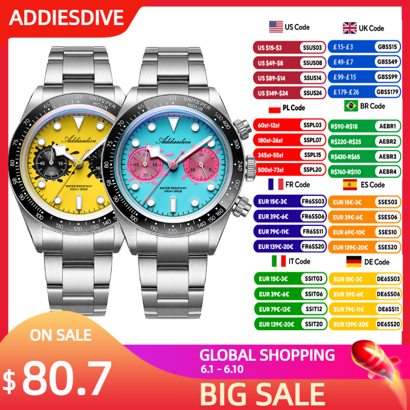 Zero Luxury Watch - ADDIESDIVE VK64 Watches Men New Quartz