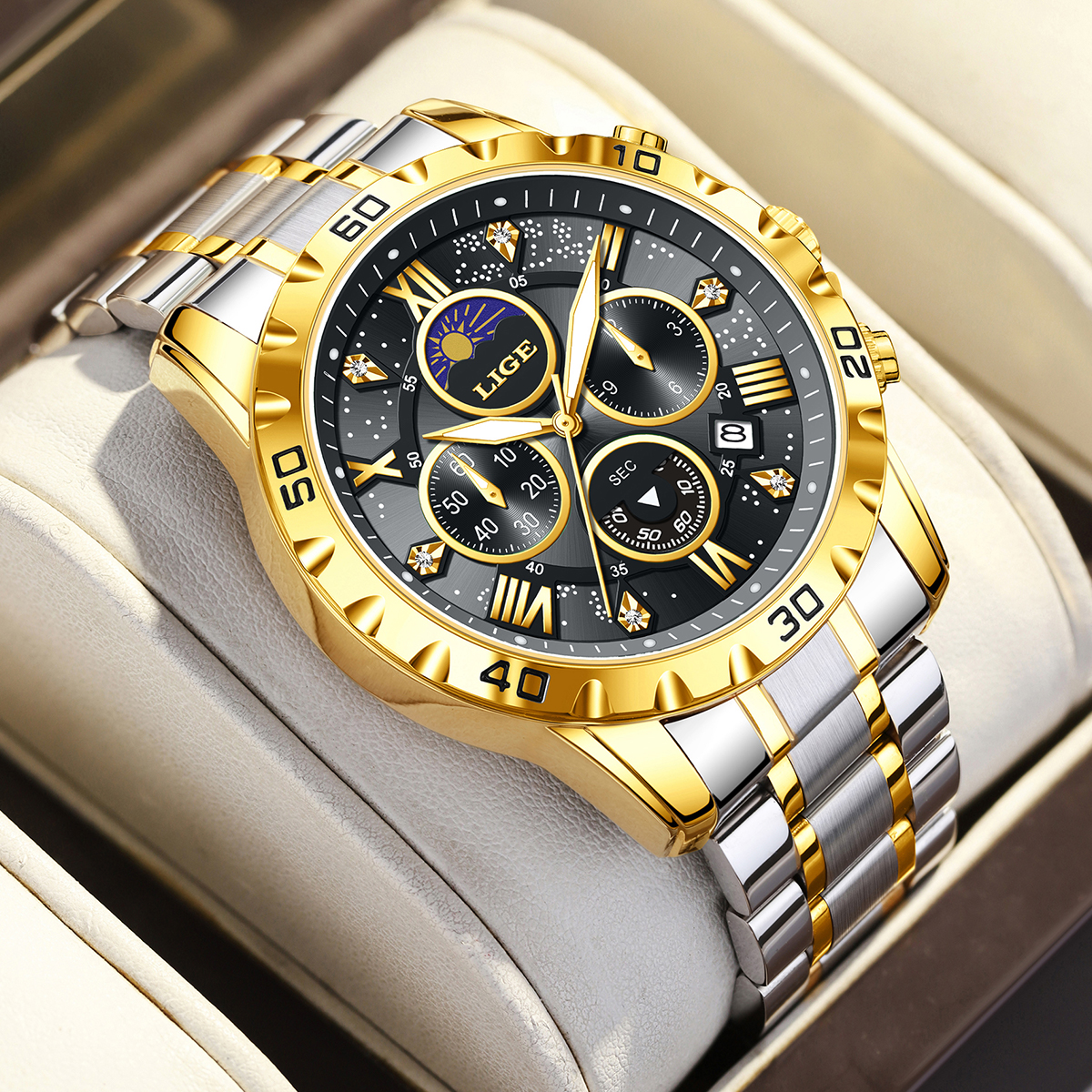 Luxury Quartz Watch Brands - LIGE Top Brand Luxury Quartz Man