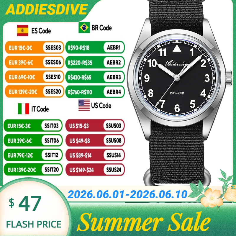 Luxury Watch It - ADDIESDIVE Bubble Mirror Glass 316L Stainless