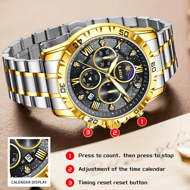 LIGE Top Brand Luxury Quartz M - Luxury Quartz Watch Brands avis et prix