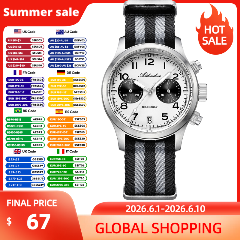 ADDIESDIVE Man Watch VK64 Quar - Zero Luxury Watch avis et prix