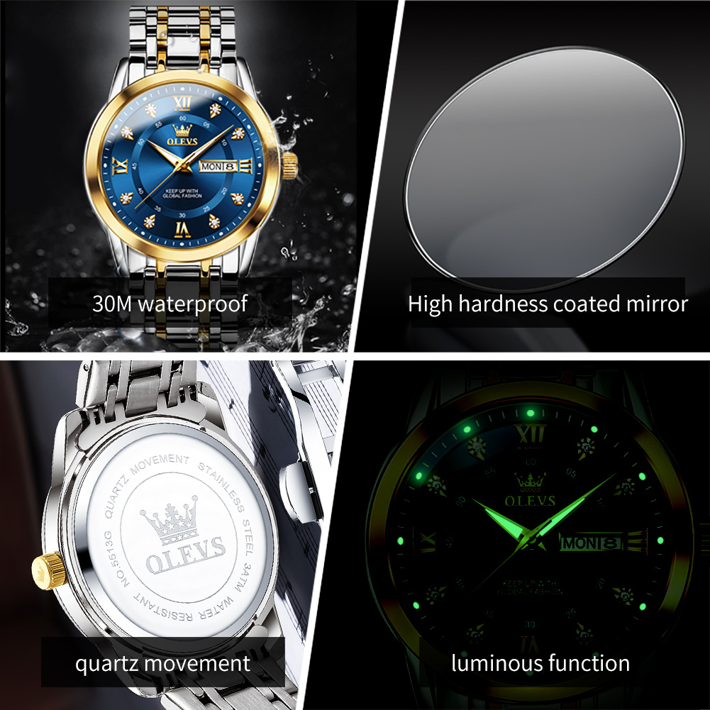 OLEVS 5513 Man Watch Stainless - Luxury Watch Business avis et prix