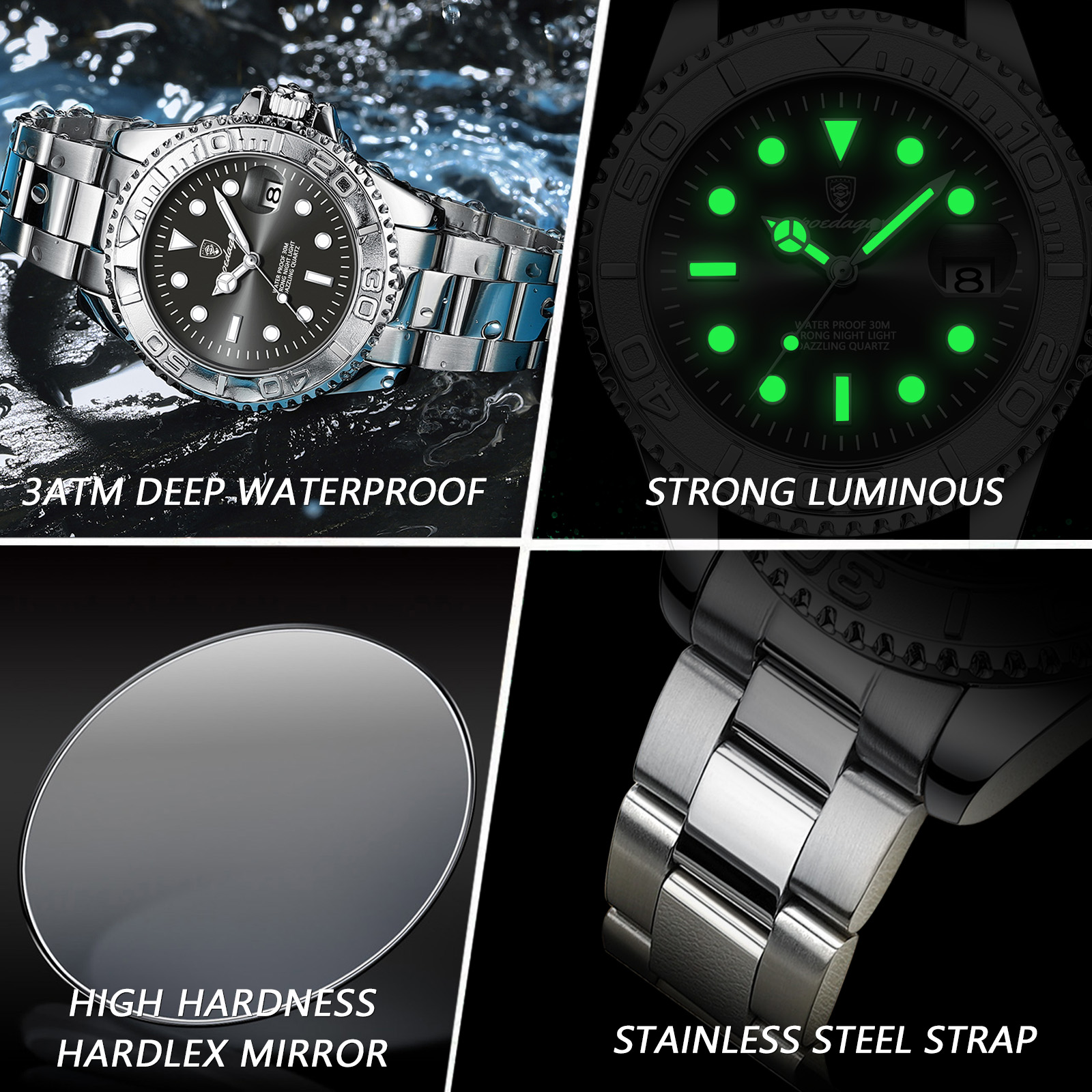 POEDAGAR Trendy Sport Man Watc - Luxury Watch Business avis et prix