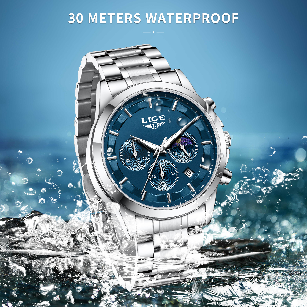 LIGE Luxury Fashion Quartz Man - Luxury Watch Business avis et prix